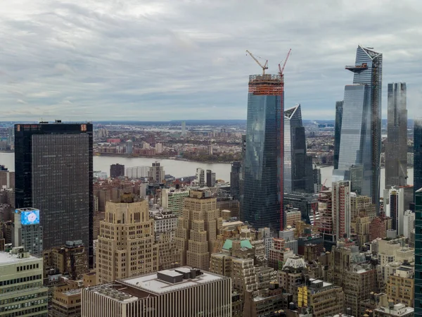 Letecký Pohled Panorama New Yorku Výstavby Hudson Metrů — Stock fotografie