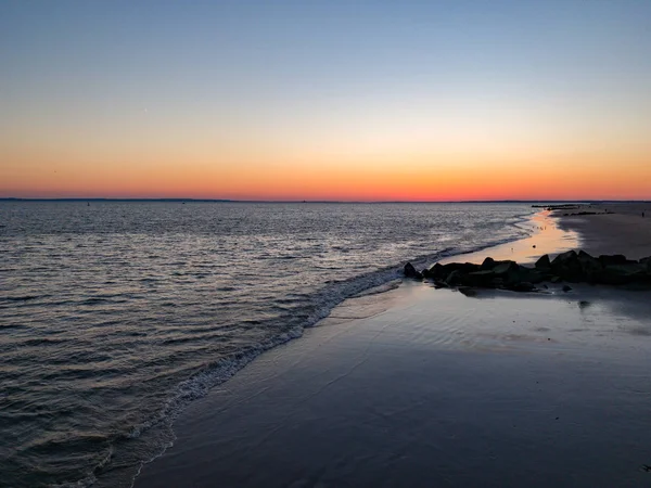 Puesta Sol Dramática Coney Island Beach Brooklyn Nueva York — Foto de Stock