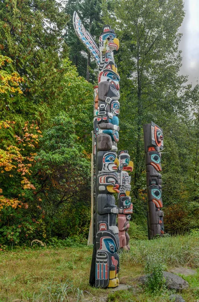 Totem poles at t Brockton Point in Stanley Park in Vancouver, Canada