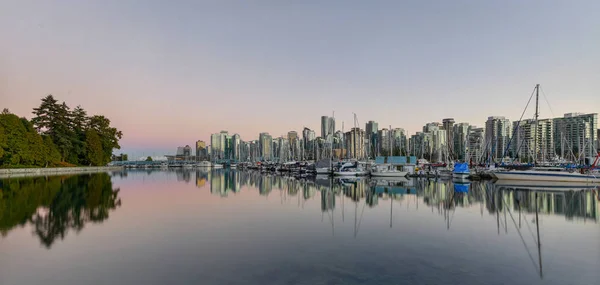 Ванкувер Downtown Skyline Сумерках Стэнли Парка Канада — стоковое фото