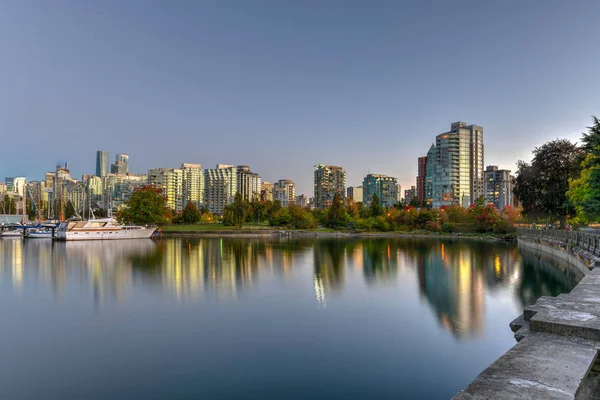 Vancouver Innenstadt Skyline Der Dämmerung Vom Stanley Park Kanada — Stockfoto