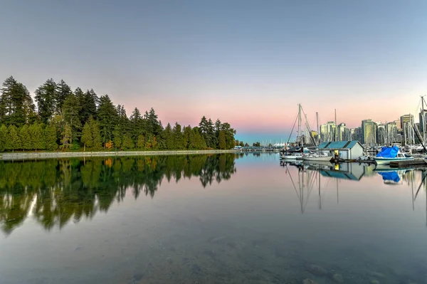 Vancouver Innenstadt Skyline Der Dämmerung Vom Stanley Park Kanada — Stockfoto