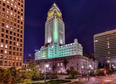 Los Angeles Belediye gece California, Amerika Birleşik Devletleri bina