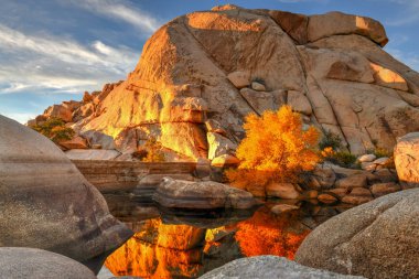 Barker Barajı Joshua Tree National Park içinde akşam günbatımında.