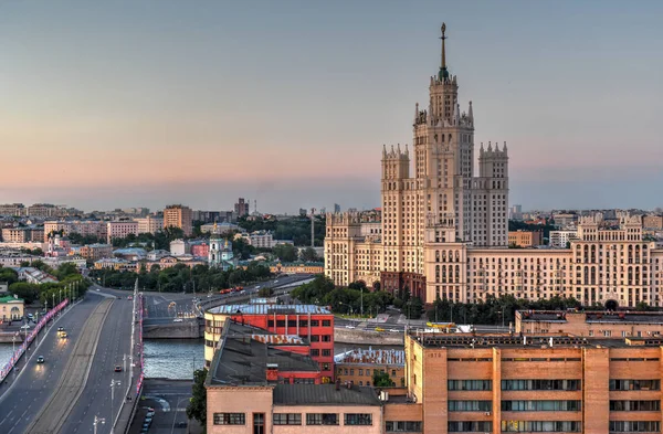 Vista Panorámica Del Horizonte Moscú Atardecer Rusia —  Fotos de Stock