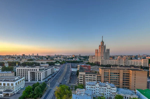 Vista Panorámica Del Horizonte Moscú Atardecer Rusia — Foto de Stock