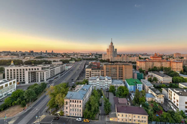 Vista Panorámica Del Horizonte Moscú Atardecer Rusia — Foto de Stock