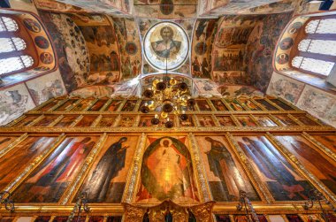 Moscow, Russia - June 27, 2018: Interior of the Cathedral of the Annunciation in Cathedral Square of the Moscow Kremlin in Russia. clipart