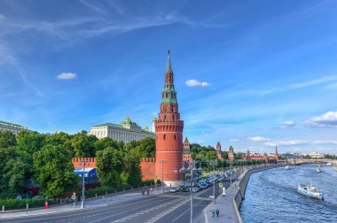 Moskova Kremlin, Kremlin dolgu ve Moskova, Rusya Moskova Nehri. Mimari ve Moskova'nın simgesel yapı.