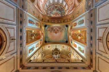 Moskova, Rusya - 26 Haziran 2018: İç katedral, İsa'nın kurtarıcı, bir Rus Ortodoks Katedrali, Moskova, Rusya.