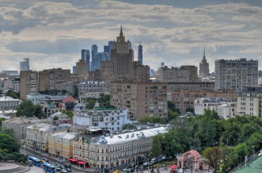 Moskova şehir merkezi manzarası Rusya'da panoramik manzaralı.