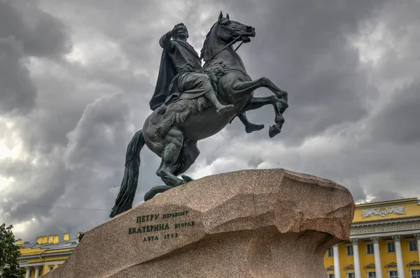 Bronz Atlı Atlı Heykeli Saint Petersburg Rusya Nın Senato Meydanı — Stok fotoğraf