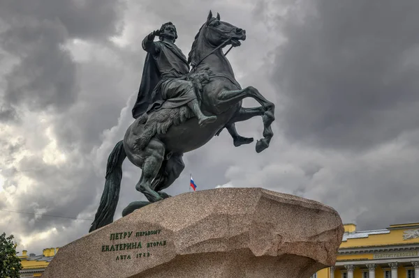 Estatua Ecuestre Del Jinete Bronce Pedro Magno Plaza Del Senado — Foto de Stock