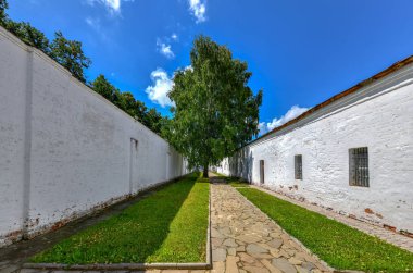 Kurtarıcı Saint Euthymius Manastırı görünümü Suzdal, Rusya boyunca altın yüzük.