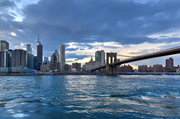 Vista Panorâmica Horizonte Nova Iorque Brooklyn Heights Pôr Sol — Fotografia de Stock