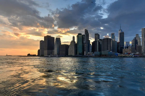 Vista Panorâmica Horizonte Nova Iorque Brooklyn Heights Pôr Sol — Fotografia de Stock
