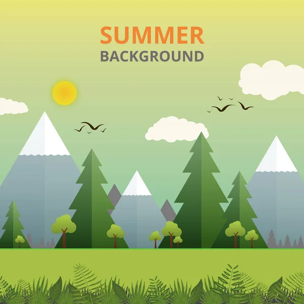Abstract Summer Story Green Nature Forest Background Illustrazione Vettoriale Eps10 — Vettoriale Stock
