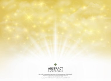 Soyutlama altın yaz güneş ışık üzerindeki etkisinin yumuşak degrade yeşil mavi gökyüzü bulutlar aydınlık arka plan ile. Mesaj alanı ile sunulması. İllüstrasyon vektör eps10