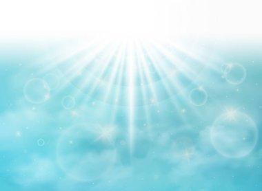 Soyut bulutlar merkezi zemin üzerine güneş ışığı ile açık desen. Şekil eps10