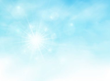 Soyutlama bulutlar güneş ışığı ile gerçekçi Grubu'nun arka plan patladı. İllüstrasyon vektör eps10