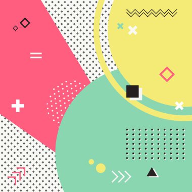 Soyut tatlı renk trendy geometrik öğeleri memphis arka plan. illüstrasyon vektör eps10