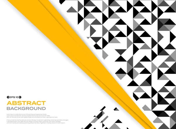 Absztrakt Modern Sárga Fekete Fekete Fehér Háromszög Mintát Geometriai Háttérrel — Stock Vector