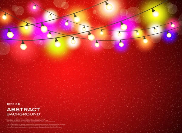 Dekorace Barevné Lampy Přechodu Červené Vánoční Pozadí Vektorové Eps10 — Stockový vektor