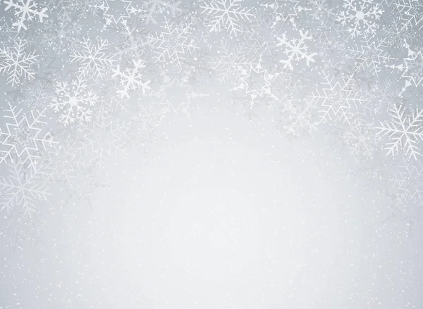 Снежинки Рождественском Фестивале Тема Размытом Сером Фоне Градиента Украшением Снега — стоковый вектор
