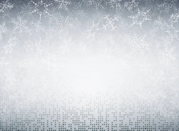 Copos Nieve Navidad Tecnología Futurista Patrón Cuadrado Pixel Fondo Vector — Vector de stock
