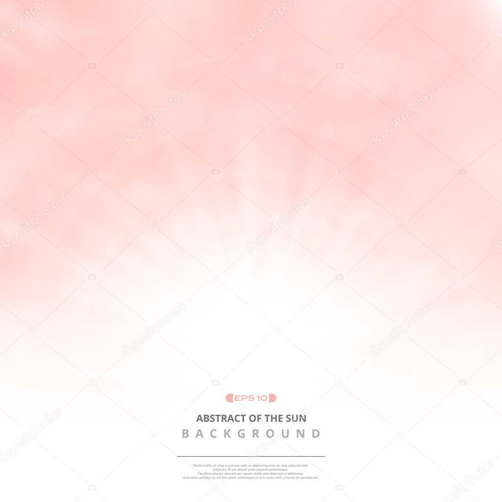 Clear pink sky with clouds pattern background and sun burst, illustration eps10