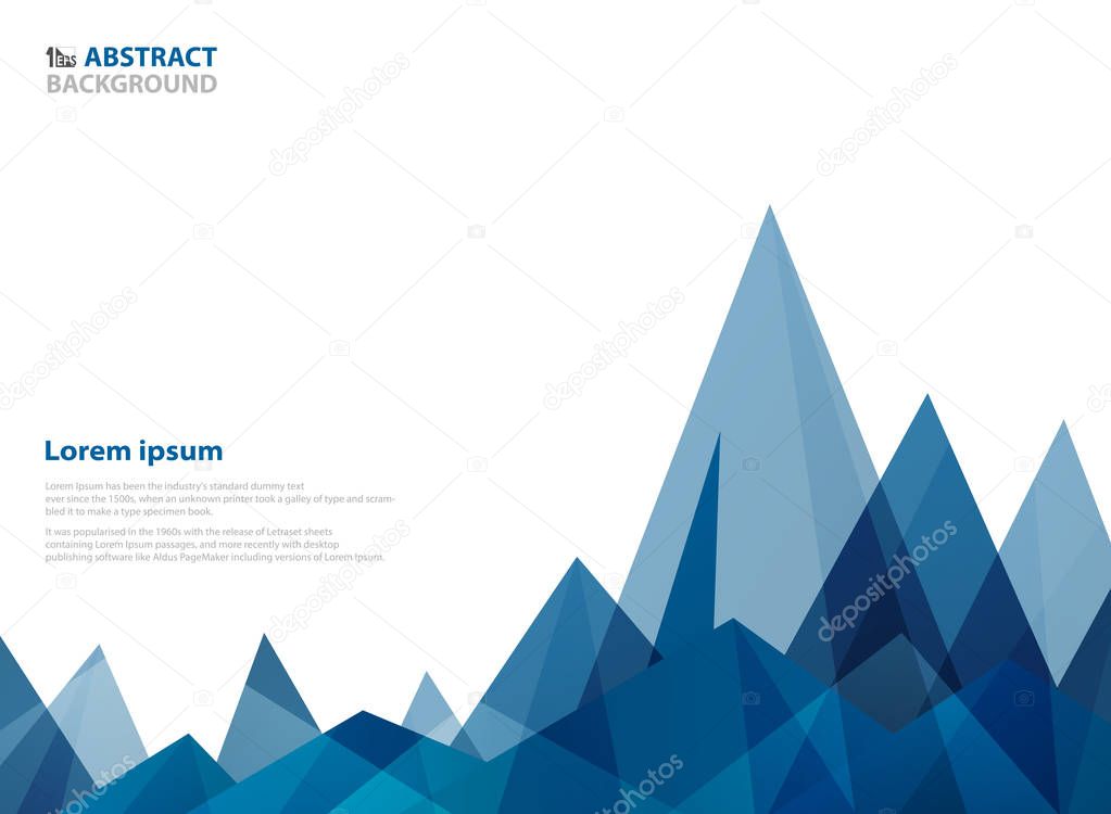 Abstract blue triangle pattern geometric of mountain shape. Business design of modern presentation. You can use for poster, ad, cover design, annual report. vector eps10