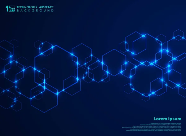 抽象未来主义六边形样式连接在梯度蓝色技术背景 设计广告 宣传册 封面的数据连接 Eps10 — 图库矢量图片