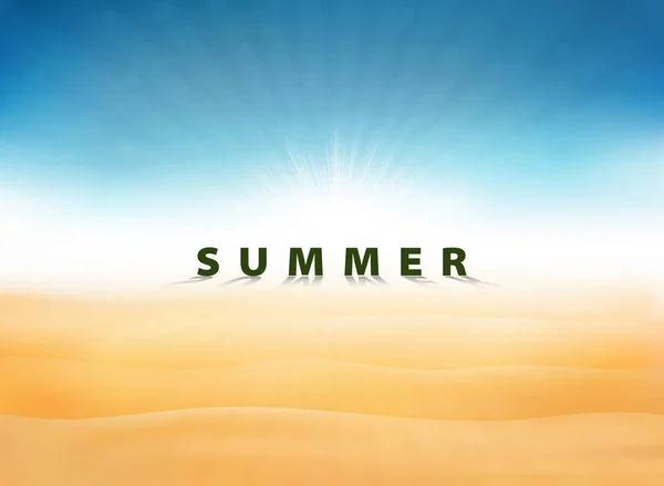 Abstract summer background with sun burst blue sky on desert. Yo