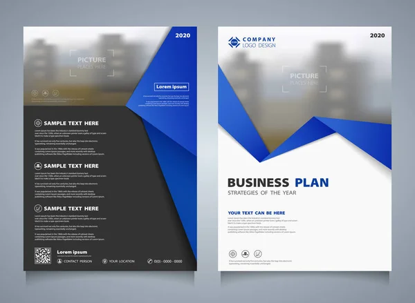 Folheto de negócios abstrato de fundo de layout de modelo azul. Y —  Vetores de Stock