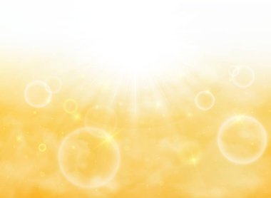 Soft light sarı altın gökyüzü arka plan üzerinde yaz güneş patlaması