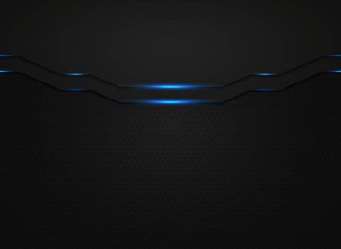 Mavi ışık glitter ile soyut siyah modern teknoloji şablonu. illüstrasyon vektör eps10