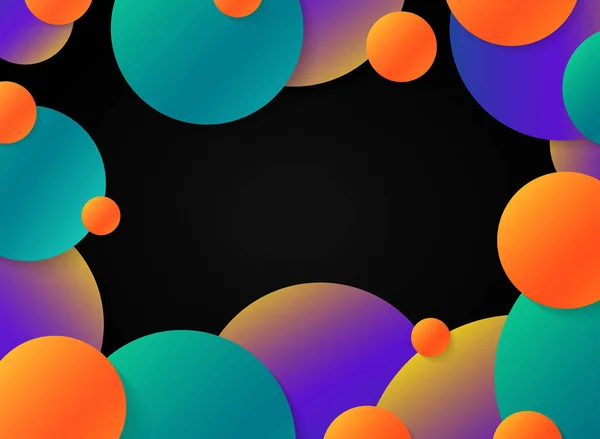 Movimiento abstracto orbes coloridos círculo sobre fondo negro. ilustración vector eps10 — Archivo Imágenes Vectoriales