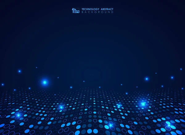 Fütüristik mavi teknoloji daireler nokta desen dalgalı tasarım arka plan. illüstrasyon vektör eps10