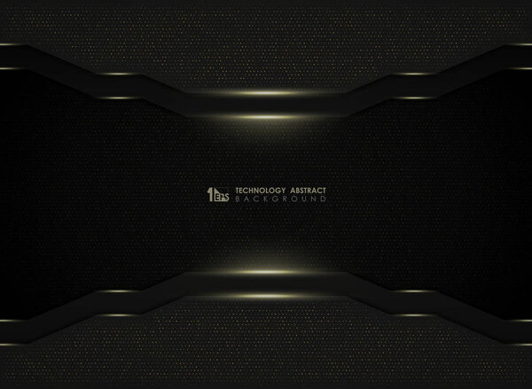 Abstract modern gold glitters technology on dark template background. illustration vector eps10