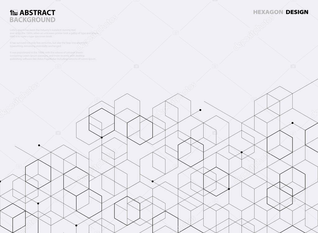 Abstract black hexagon pattern design on white background. illustration vector eps10