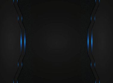 Mavi ışık parıltıları arka plan ile soyut siyah teknoloji şablonu. illüstrasyon vektör eps10