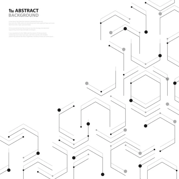 Resumen negro nanotecnología hexagonal patrón cubierta diseño decoración fondo. ilustración vector eps10 — Vector de stock