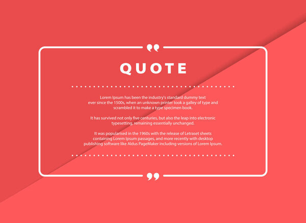 Abstract pink paper cut quote vector design for speech text copy. illustration vector eps10