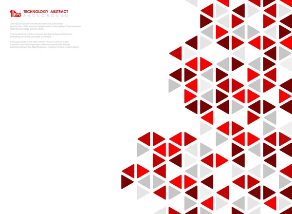 Cube rouge abstrait de géométrique hexagonale low pattern design tech . — Image vectorielle