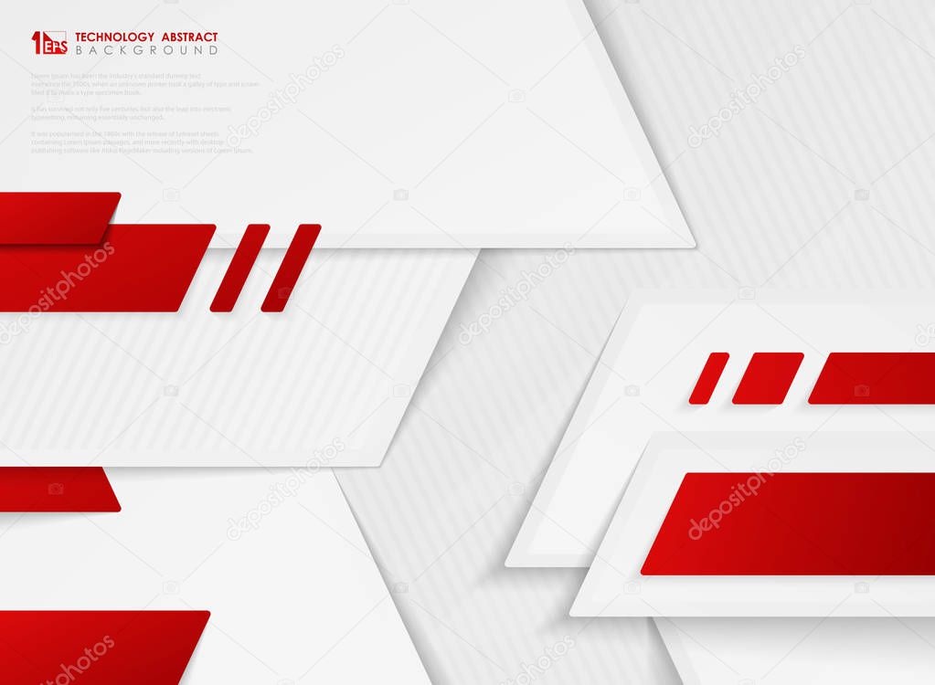 Abstract vector gradient red color of technology template on white background. 