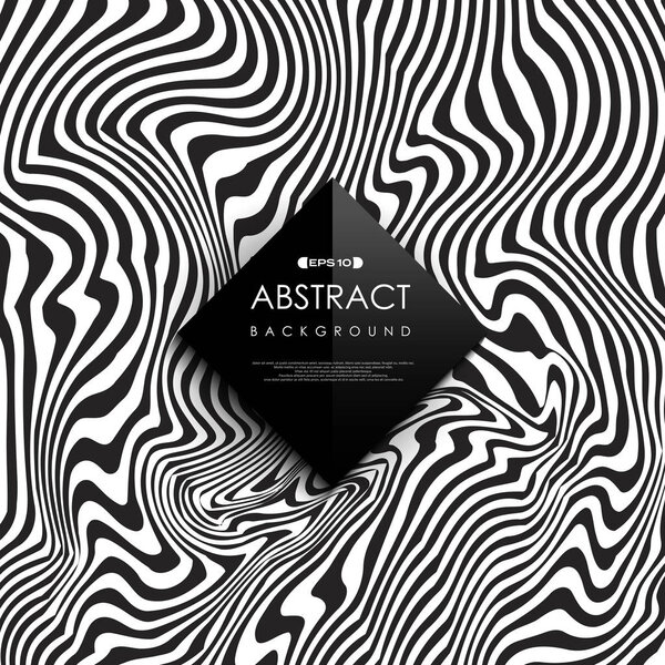 Abstract black and white free line pattern cover background.