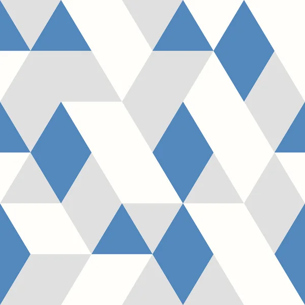 Abstrakte blaue Dreiecke Vektormuster Design nahtlosen Stil auf weißgrauem Hintergrund — Stockvektor