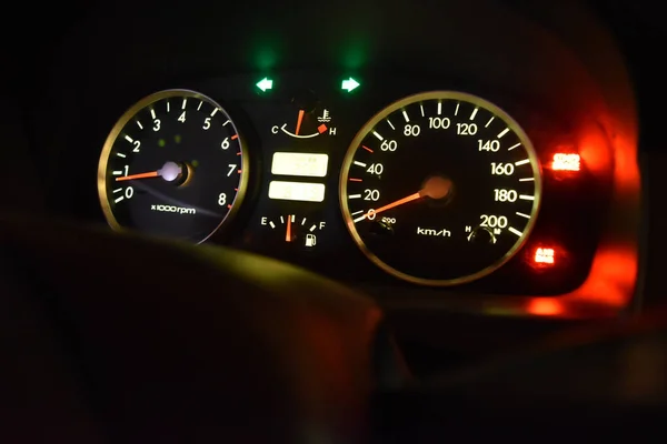 Autodashboard Met Noodstop Airbag Handrem Signalen Stockfoto