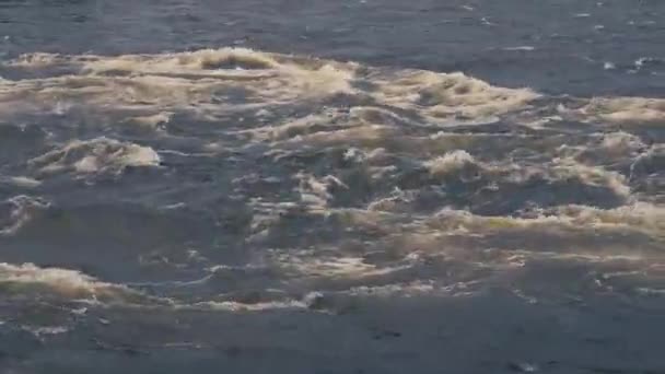 Huge Dark Waves Mountain River Vuoksa Russia — Stock Video