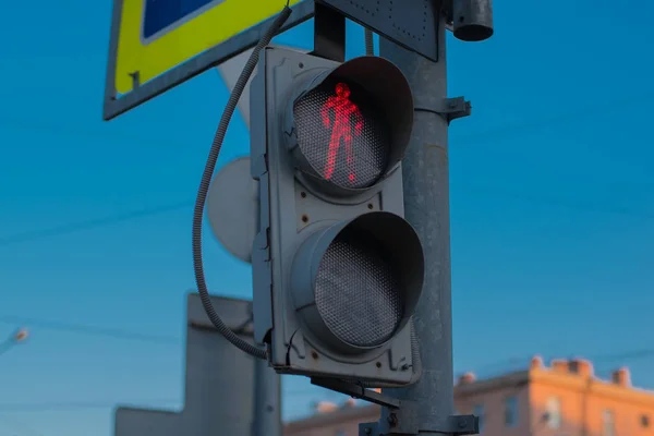 Red traffic light for pedestrians